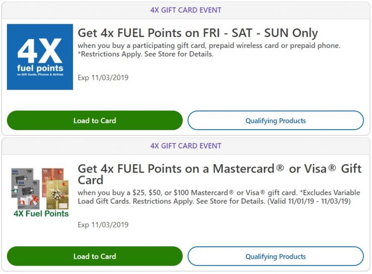 Expired Kroger Earn 4x Fuel Points On 3rd Party Gift Cards Fixed Value Visa Mastercard Gift Cards Nov 1 3 Only Gc Galore - roblox promo codes 2019 not expired november