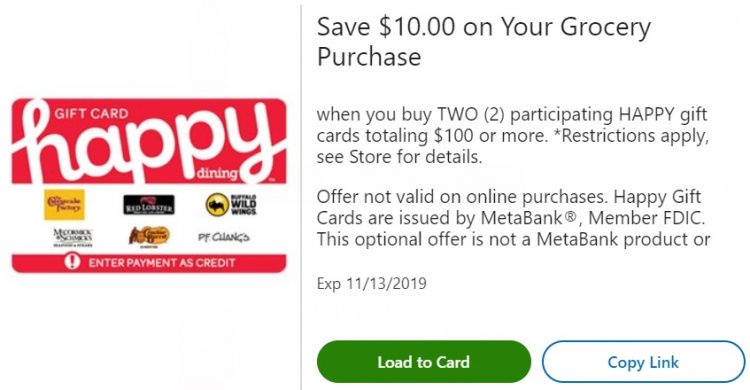 Expired Kroger Buy 2 Happy Gift Cards Totaling 100 Save 10