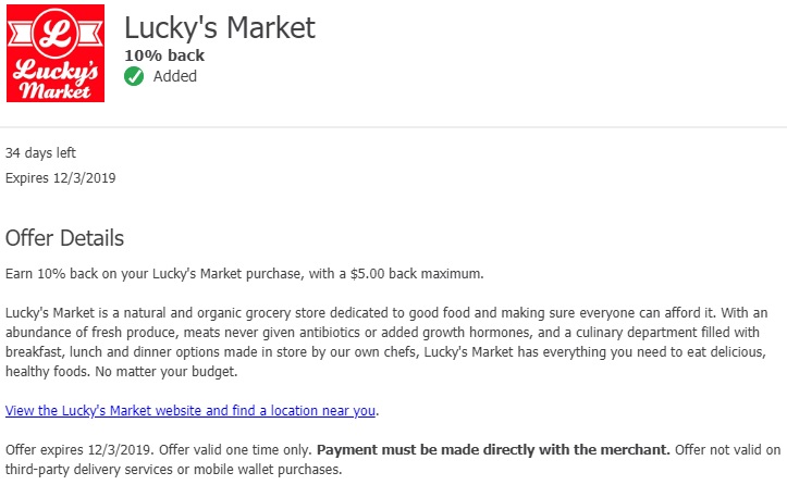 Lucky's Market Chase Offer 12.03.19