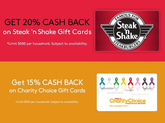 MyGiftCardsPlus Steak n Shake Charity Choice