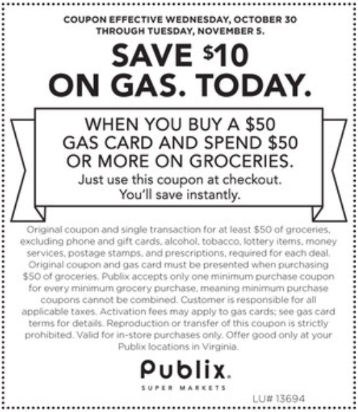 Publix Gas Gift Card 11.05.19