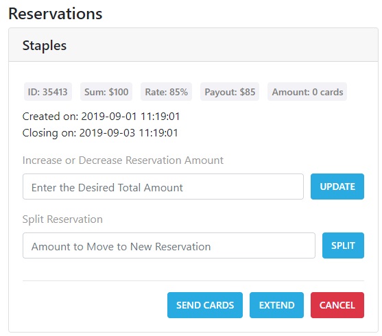 Reservation screenshot