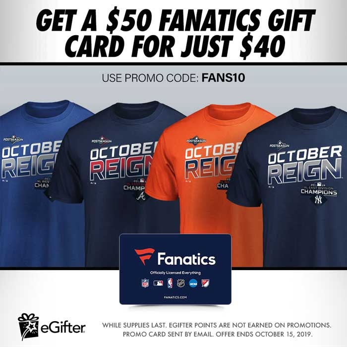eGifter Fanatics Promo Code FANS10