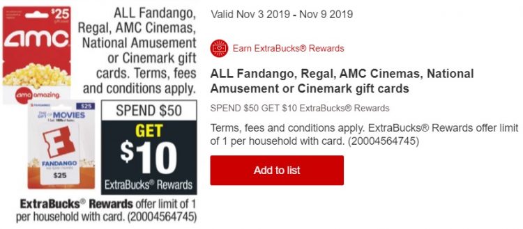 Expired Cvs Buy 50 Movie Gift Card Get 10 Extrabucks Fandango Amc Regal Showcase Or Cinemark Gc Galore - roblox gift card cvs