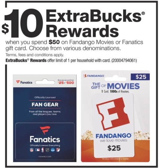Expired Cvs Buy 50 Fandango Or Fanatics Gift Card Get 10