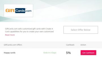 GiftCardsdotcom Happy 5% Cashback