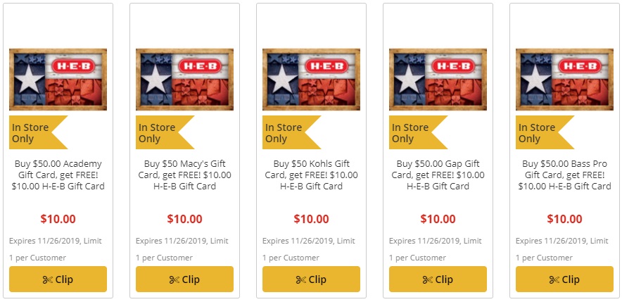 Expired H E B Buy 50 Select Gift Cards Get 10 H E B Gift