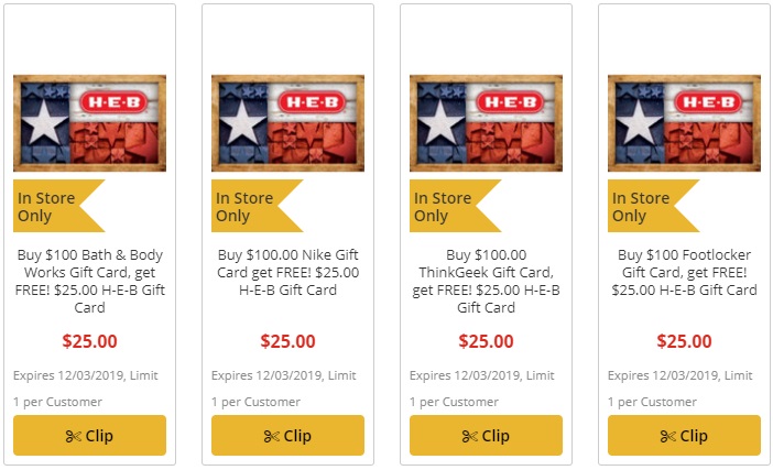 Expired H E B Buy 100 Select Gift Cards Get 25 H E B Gift