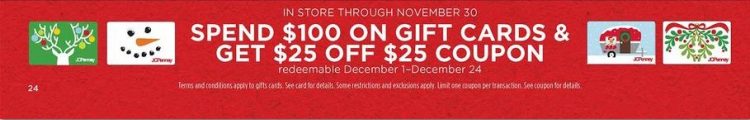 JCPenney Black Friday Gift Card Deal