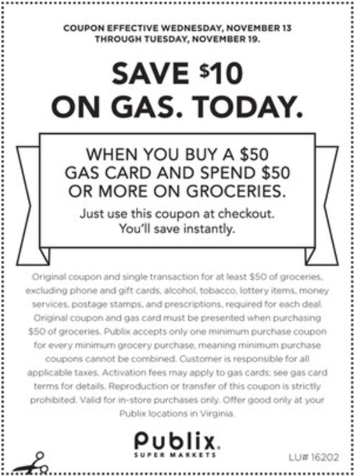 Publix Gas Gift Card 11.13.19