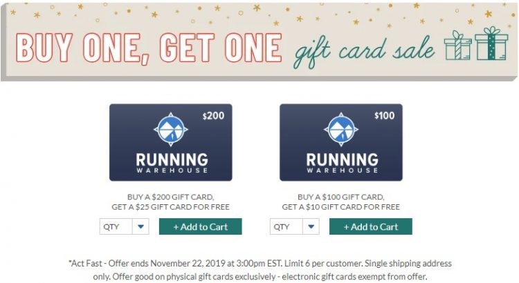 Running Warehouse gift cards