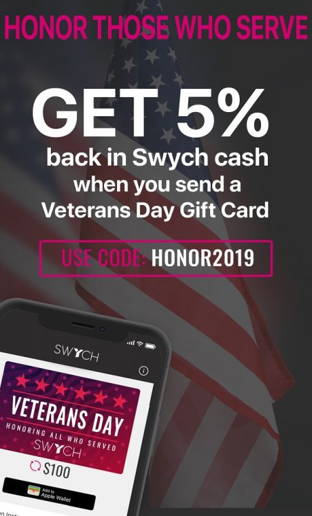 Expired Swych Earn 5 Back When Sending Veteran S Day Gift Card Using Promo Code Honor2019 5 Off Amazon 5 Discover Gc Galore - all roblox promo codes 2019 save your hard earned cash