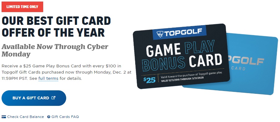 Expired Topgolf Buy 100 Gift Card Get 25 Bonus Card Free - unused 100 roblox gift card