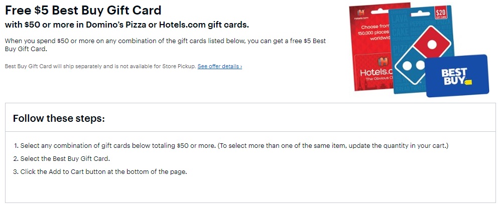 Expired Best Buy Buy 50 Hotels Com Or Domino S Gift Card Get 5 Best Buy Gift Card Free Gc Galore - best buy roblox game card