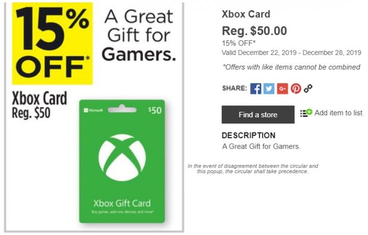 does dollar general sell xbox gift cards