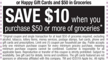 Publix Select Gift Cards 12.13.19
