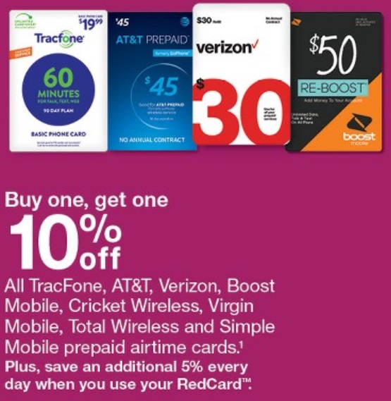 Expired Target Buy 1 Prepaid Phone Gift Card Get 10 Off 2nd