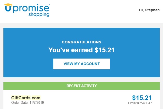 Upromise $15.21