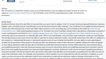 Lowe's Amex Offer 10% Back $1,000