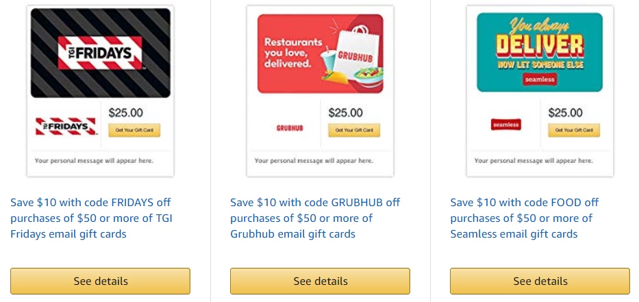 Expired Amazon Save 20 On Gift Cards For Grubhub Seamless Tgi Fridays Match Com Shoney S Gc Galore