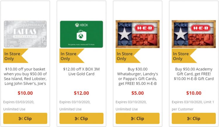 Expired H E B 4 New Gift Card Deals Xbox Live Whataburger