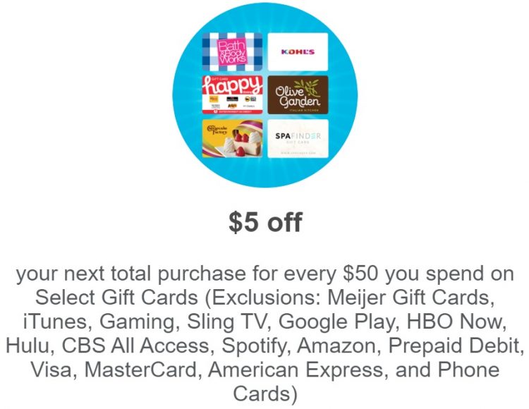 Expired Meijer Earn 5 Reward For Every 50 Spent On Gift Cards