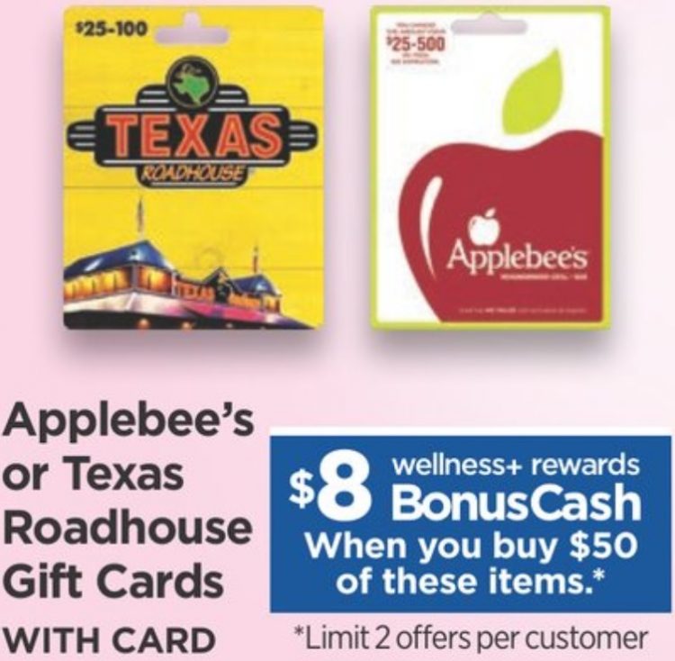 Expired Rite Aid Earn 8 Bonuscash When Buying 50 Applebee S Or Texas Roadhouse Gift Cards Gc Galore - roblox applebee's