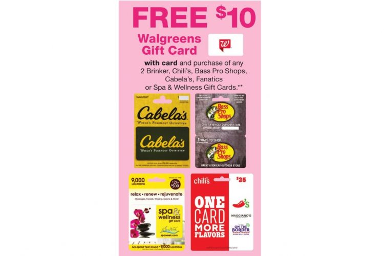 Expired Walgreens Buy 2 Select Gift Cards Get 10 Walgreens Gift Card Free Brinker Chili S Cabela S More Gc Galore - roblox cards at walgreens