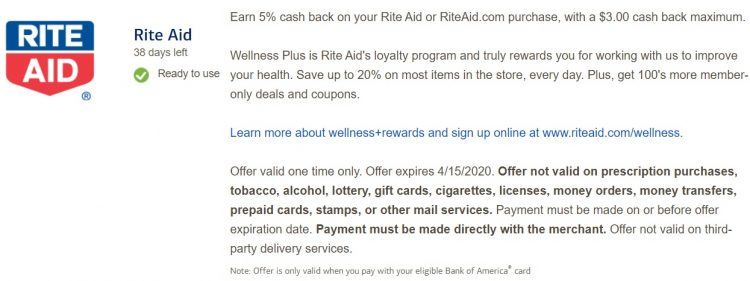 Rite Aid BankAmeriDeal 03.08.20