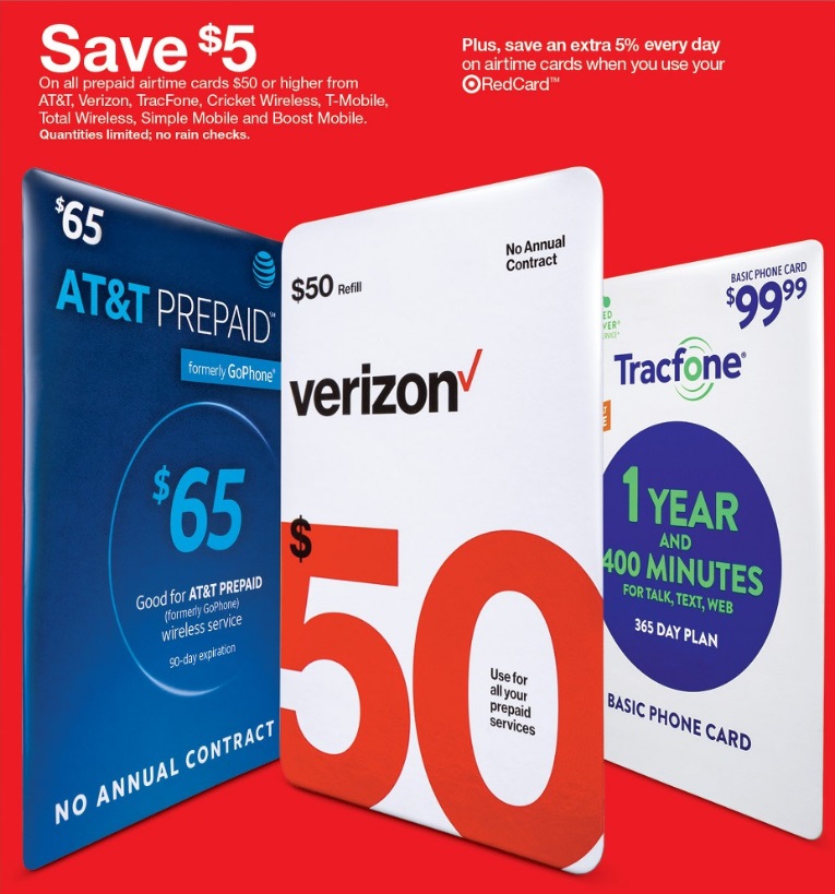 (EXPIRED) Target Save 5 On 50+ Prepaid Phone Gift Cards Gift Cards