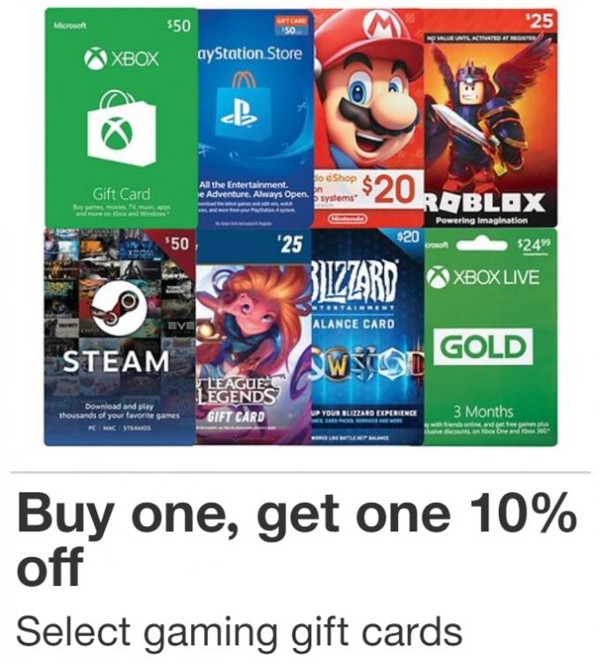 Expired Target Buy 1 Gaming Gift Card Get 10 Off 2nd Gaming Gift Card Gc Galore