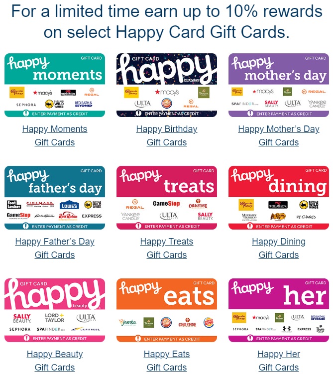 Expired Giftcards Com Earn Up To 10 Rewards On Select Happy