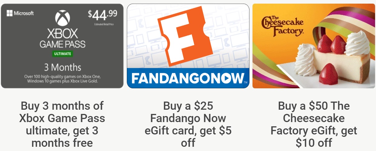 Expired Kroger Online Save 20 On Fandangonow The Cheesecake Factory Gift Cards Bogof Xbox Game Pass Gc Galore - free gamepass for now its a bonus 3 roblox