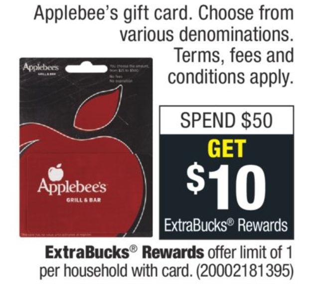 Expired Cvs Buy 50 Applebee S Gift Card Get 10 Extrabucks