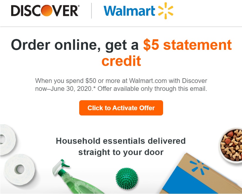 Expired Discover Spend 50 At Walmart Com Get 5 Statement