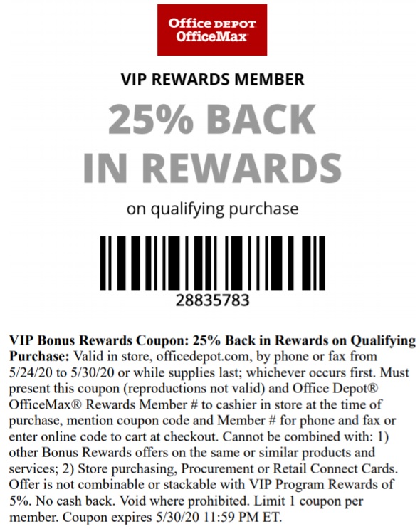 Expired Office Depot Officemax Earn 25 Back In Rewards Vip Members Gift Cards Not Excluded Maybe Gc Galore - vip for pizza hut tycoon roblox