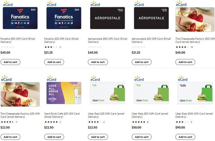 Expired Walmart Save 10 15 On Gift Cards For Uber Eats