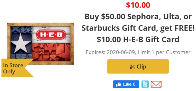 Expired H E B Buy 50 Select Gift Cards Get 10 H E B Gift Card Free Sephora Ulta Beauty Starbucks Gc Galore - roblox hobbies toys newegg com