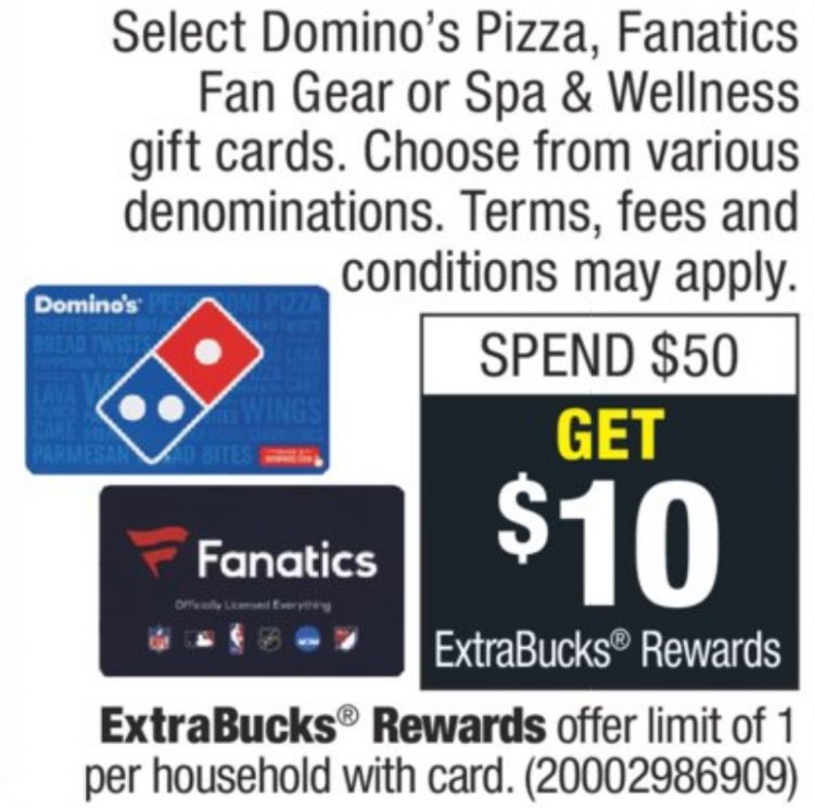 Expired Cvs Buy 50 Select Gift Cards Get 10 Extrabucks Free Domino S Fanatics Spa Wellness Gc Galore - roblox gift card gear