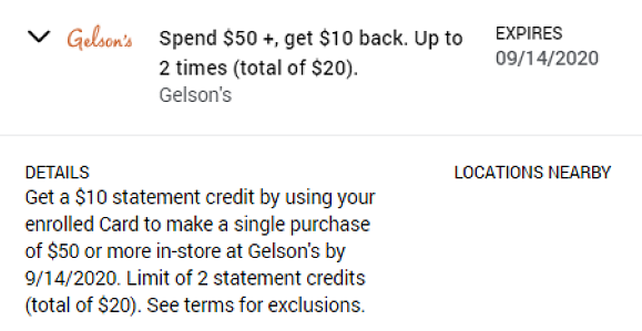 Gelson's Amex Offer Spend $50 & Get $10 Back
