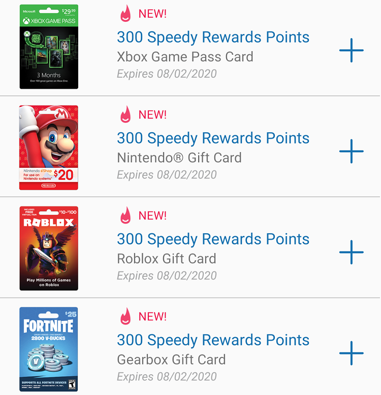 Expired Speedway App Earn 300 Points On Select Gaming Gift Cards Nintendo Xbox Game Pass Roblox Fortnite Gc Galore - earn roblox gift cards