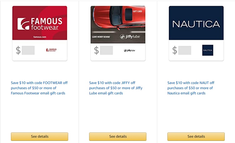 Expired Amazon Buy 50 Famous Footwear Jiffy Lube Nautica Gift Cards For 40 With Promo Codes Gc Galore - amazon hotels roblox