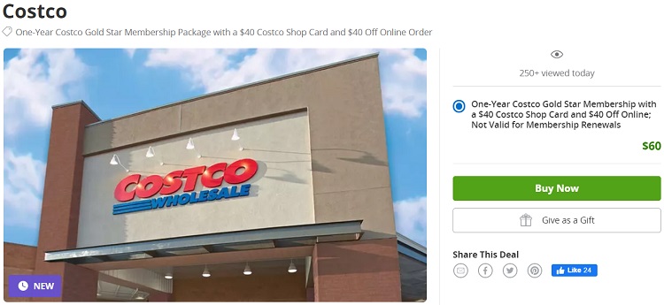 Expired Groupon Buy 1 Year Costco Membership For 60 Get 40 Costco Shop Card 40 Off 250 Online Coupon Free Gc Galore