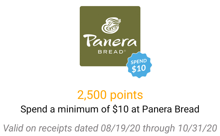 Fetch Rewards Panera Spend $10 Get 2,500 Points
