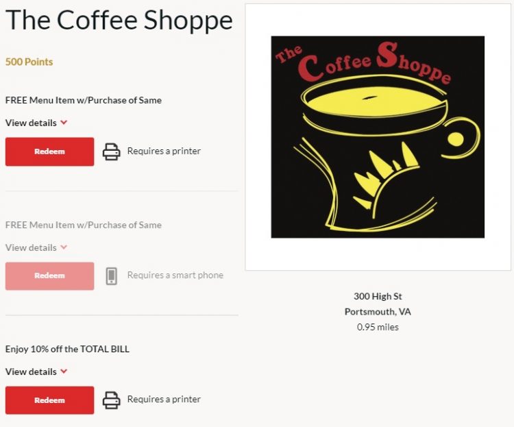 The Coffee Shoppe AARP Rewards Local Offers