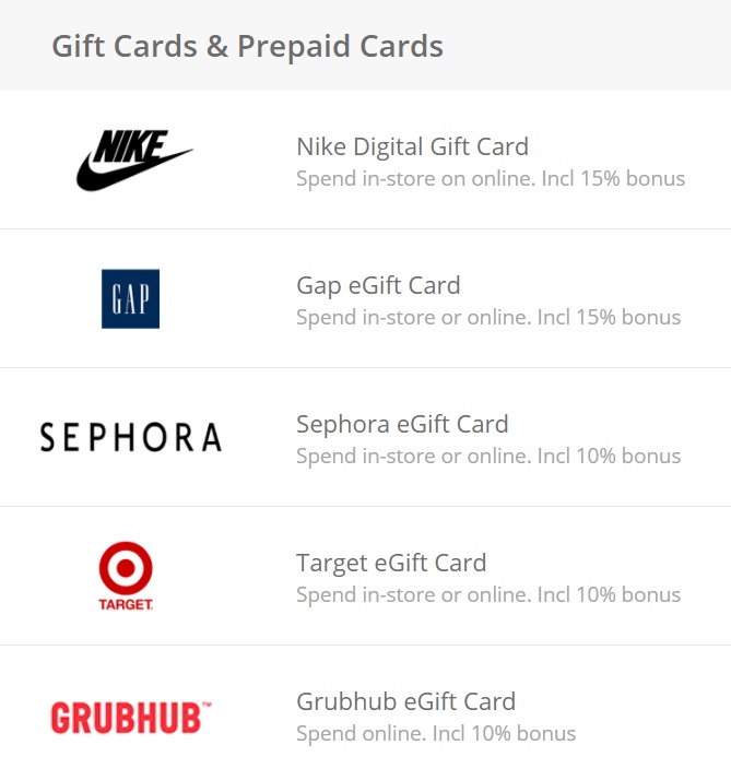 TopCashback Bonus Gift Cards 08.18.20
