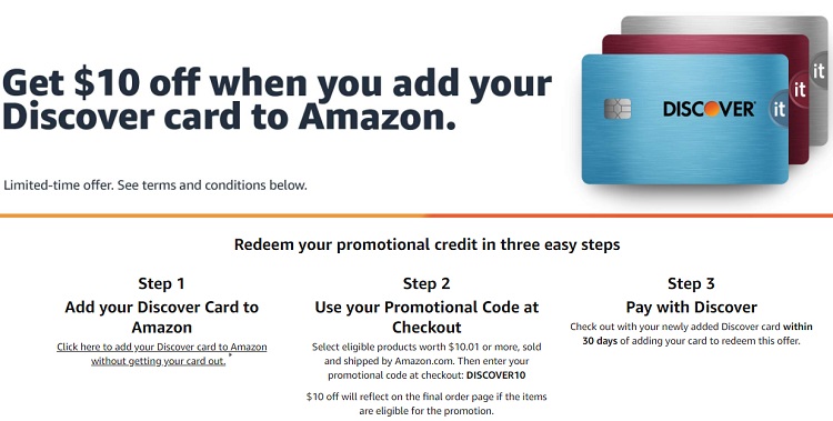 Amazon: Add Discover Card & Get $10 Off With Promo Code DISCOVER10 (Works  On Gift Cards) - Gift Cards Galore