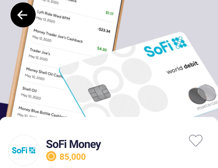 Drop app SoFi Money 85,000 Points
