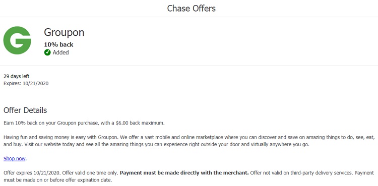 Groupon Chase Offer