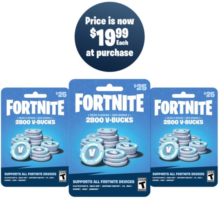 Walmart Save 20 On Fortnite Gift Cards 100 Cards 3x 25 Multipack Gc Galore